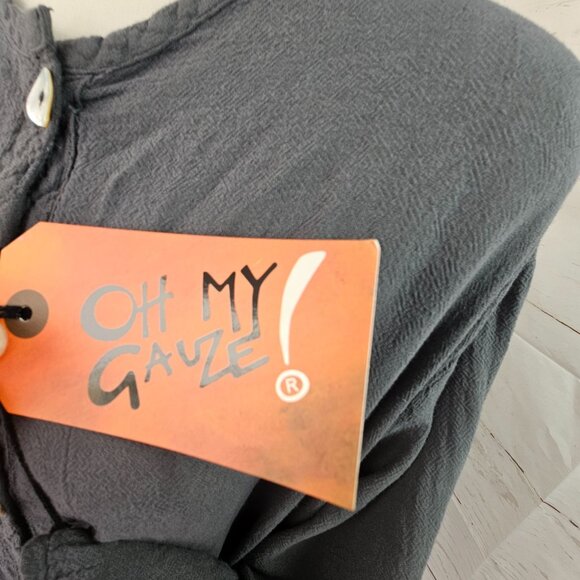 Oh My Gauze Btn Up Cotton Tunic Top CoverUp Sz L/XL Lightweight Handpockets NWT - Picture 7 of 9